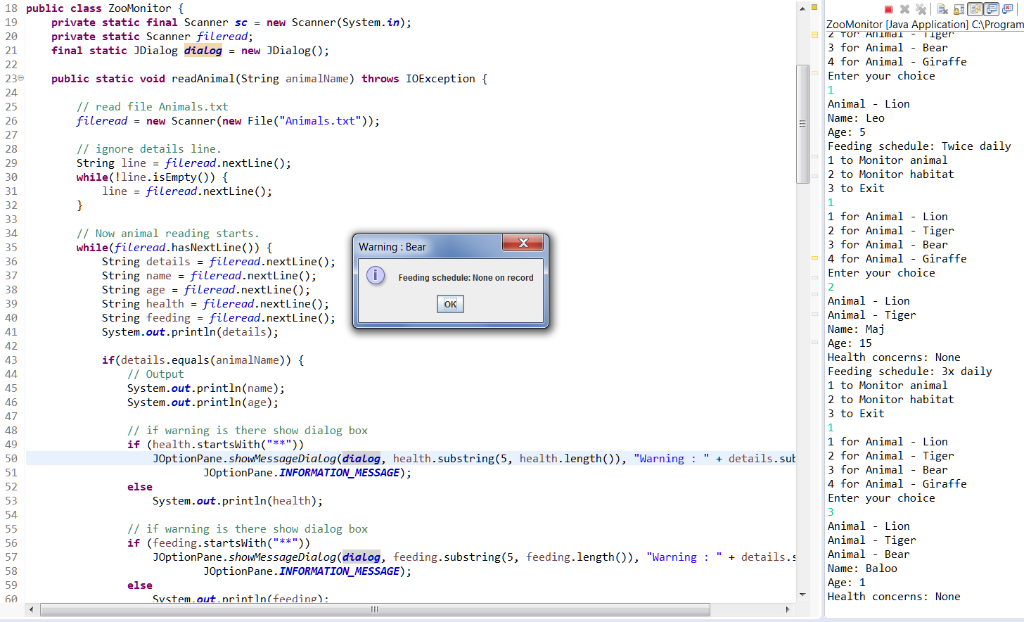 Trouble Zoo Monitoring System Using Netbeans Worked Bugs Printing First