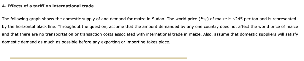 Solved 4. Effects of a tariff on international trade The | Chegg.com