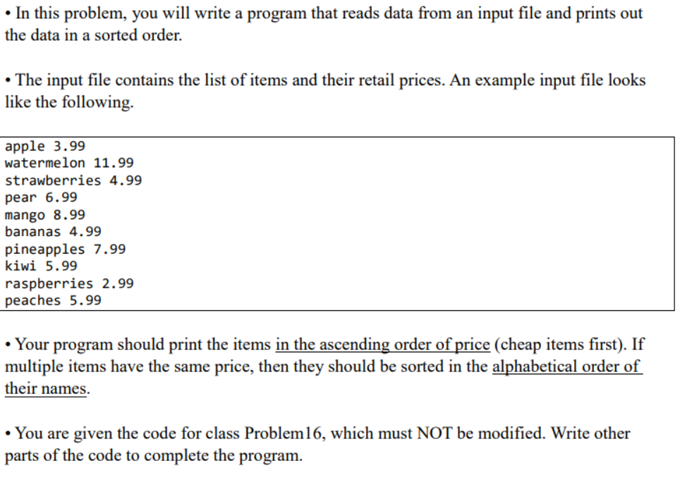 Solved • In this problem, you will write a program that | Chegg.com