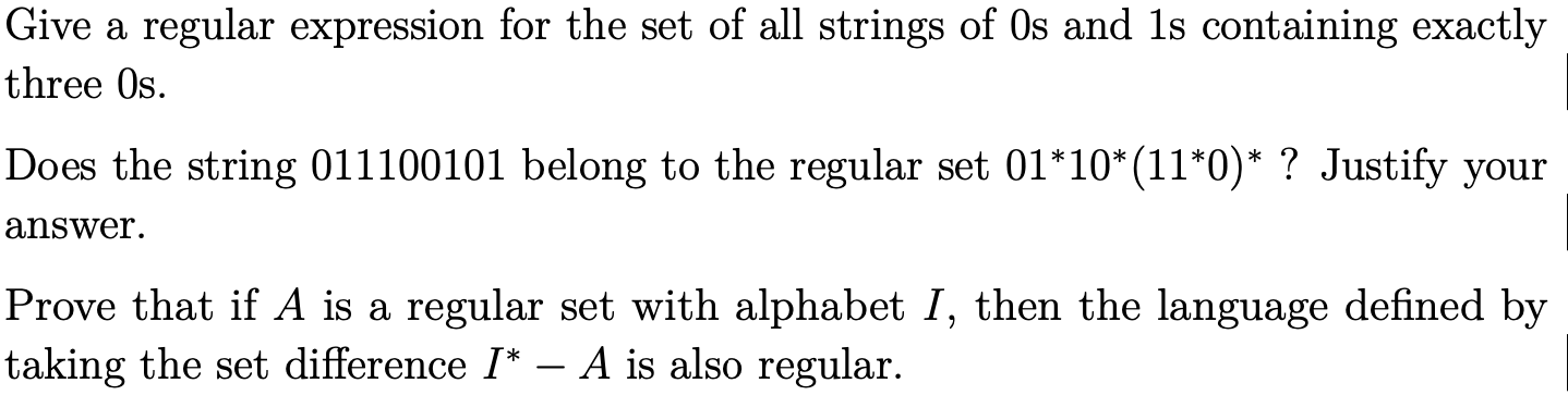 Solved Give a regular expression for the set of all strings | Chegg.com