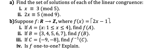 Solved A) Find The Set Of Solutions Of Each Of The Linear | Chegg.com