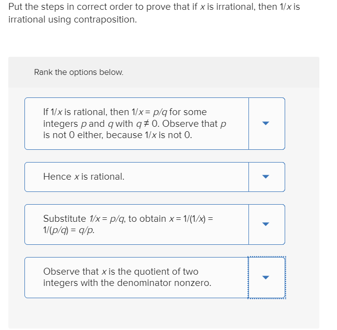 solved-put-the-steps-in-correct-order-to-prove-that-if-x-is-chegg