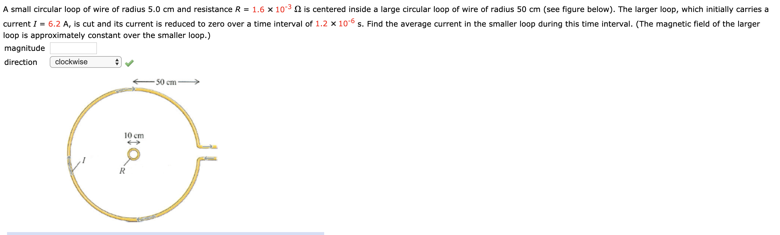 Solved A small circular loop of wire of radius 5.0 cm and | Chegg.com