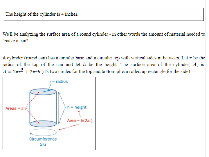 Solved Part a Assume that the height of your cylinder is 4