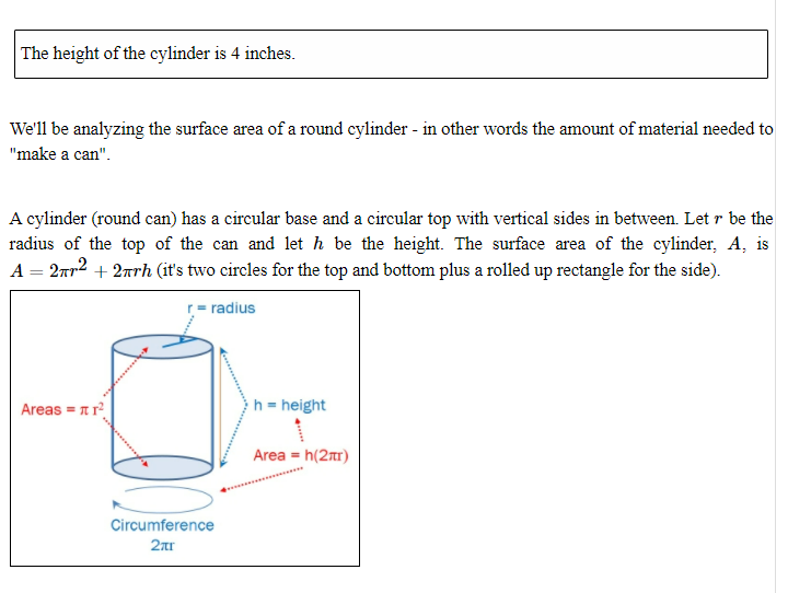 Solved Part A Assume That The Height Of Your Cylinder Is 4 Chegg