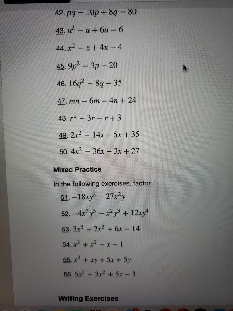 Solved 42 Pq 10p 80 43 U U 6u 6 44 X2 X Chegg Com