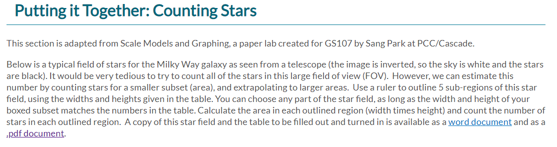 Solved Putting it Together: Counting Stars This section is | Chegg.com
