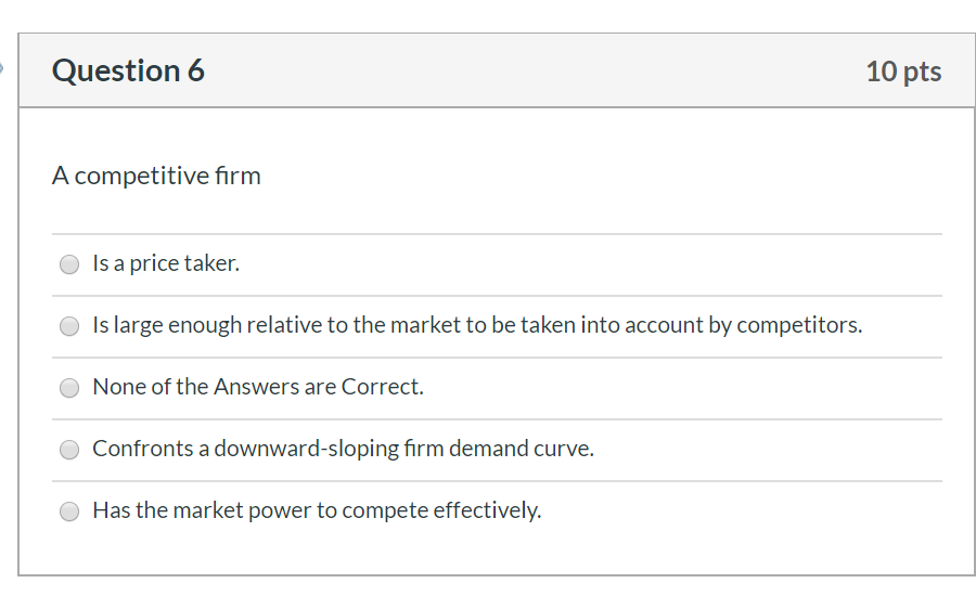 Solved Question 3 The demand curve confronting a competitive | Chegg.com