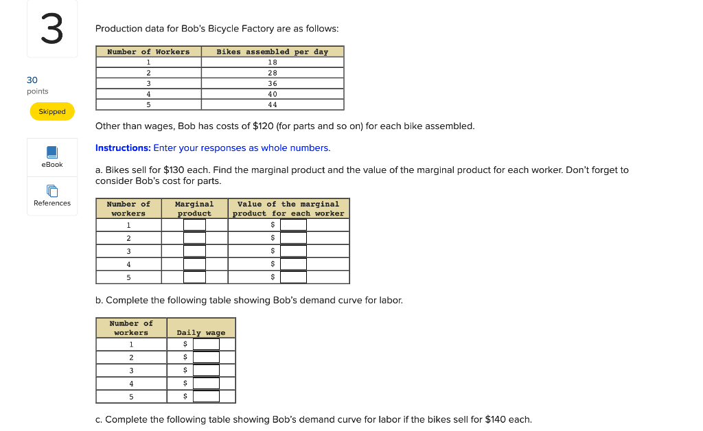 Solved 3 Production data for Bob s Bicycle Factory are as Chegg