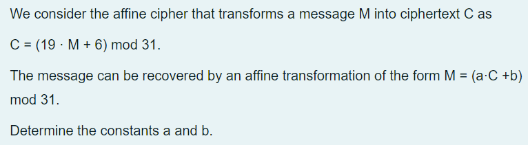 Solved We Consider The Affine Cipher That Transforms A | Chegg.com