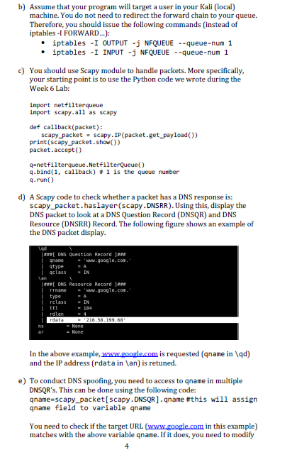 Solved 3. DNS Spoofing (45 marks) Your task is to write a | Chegg.com