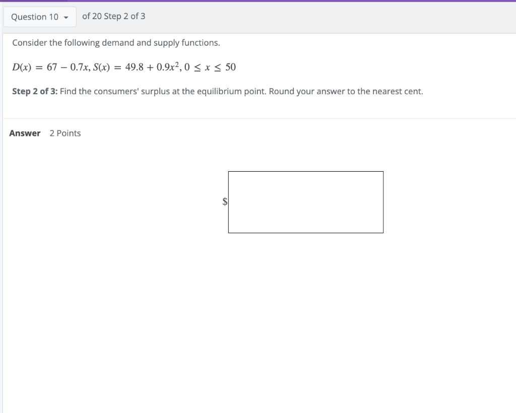 Solved of 20 Step 1 of 3 Consider the following demand and | Chegg.com