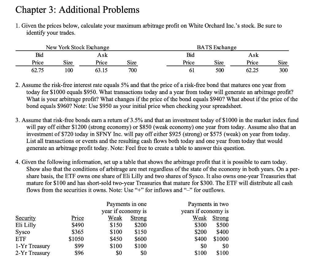 Solved Chapter 3: Additional Problems 1. Given The Prices | Chegg.com