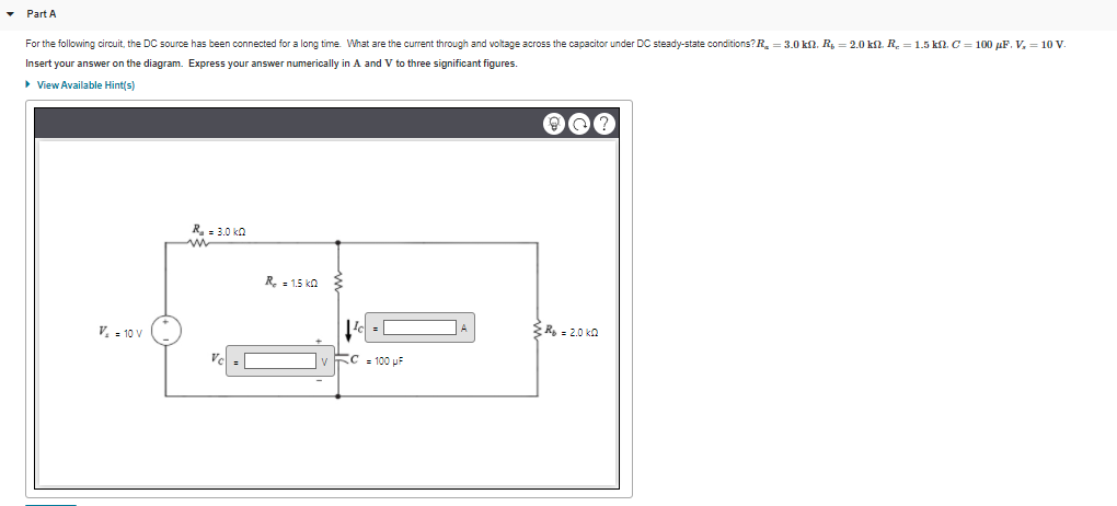 Solved Part A For the following circuit, the DC source has | Chegg.com