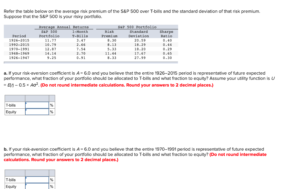 Standard Deviation Risk Table Solved Refer the table below on the average risk premium of | Chegg.com