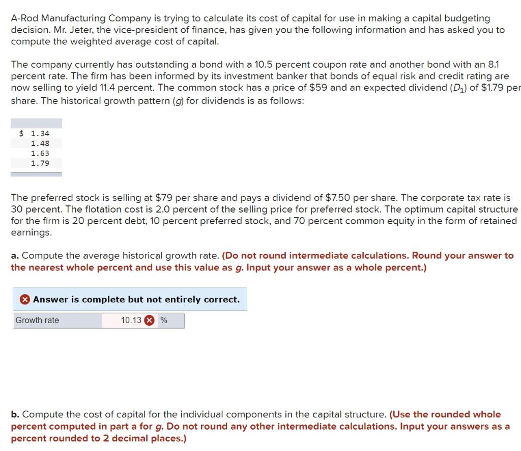 Solved A-Rod Manufacturing Company is trying to calculate