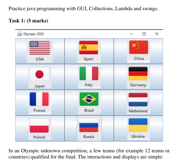 Practice java programming with GUI, Collections, | Chegg.com