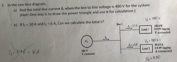 Solved 3. In the one-line diagram, a) find the total line | Chegg.com