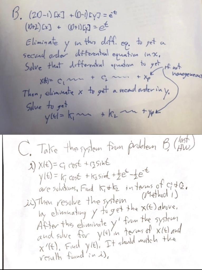 B. (20−1)[x]+(0−1)[y]=e−t(b+2)[x]+(10+1)[y]=et | Chegg.com