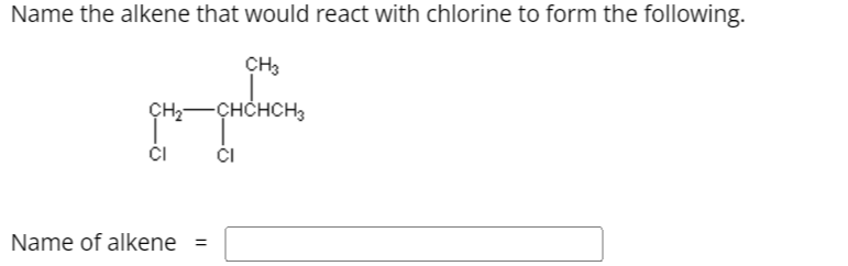 How to name alkenes that have chlorine in deals it