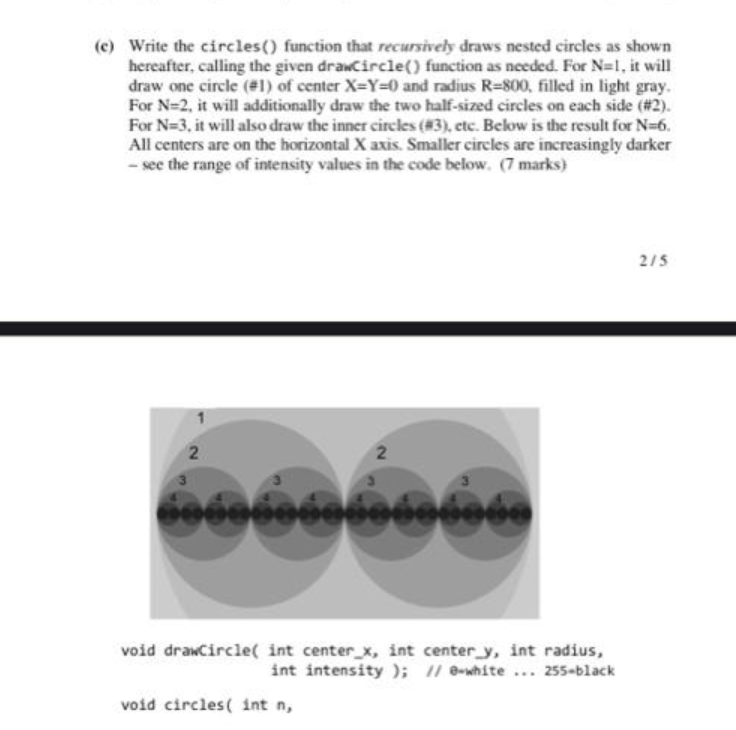 Solved (e) Write the circles() function that recursively | Chegg.com