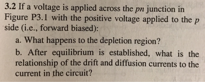 Solved 3.2 If a voltage is applied across the pn junction in | Chegg.com