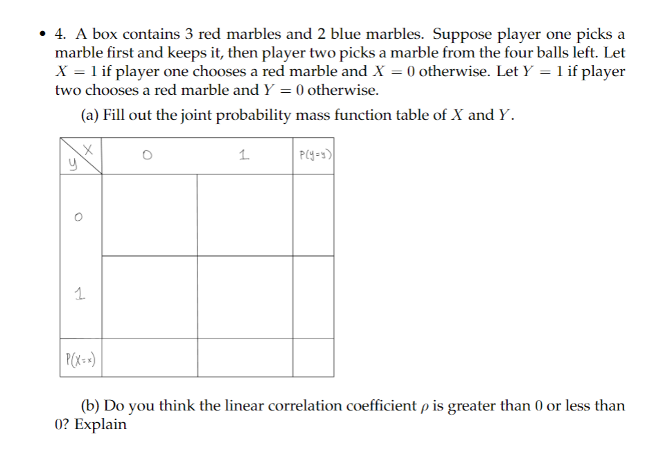 Solved - 4. A box contains 3 red marbles and 2 blue marbles. | Chegg.com