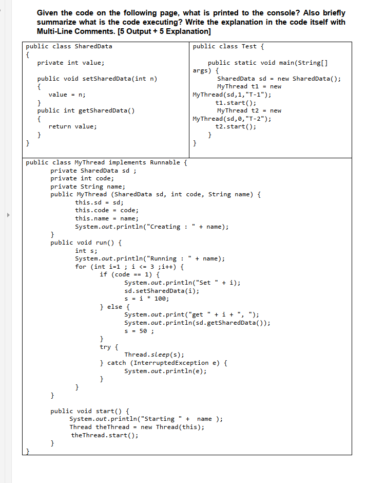 Solved Given the code on the following page, what is printed | Chegg.com