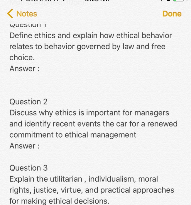 Solved Define ethics and explain how ethical behavior