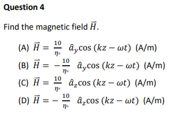 Solved In Vacuum A Plane Wave Is Described By E 10a C Chegg Com