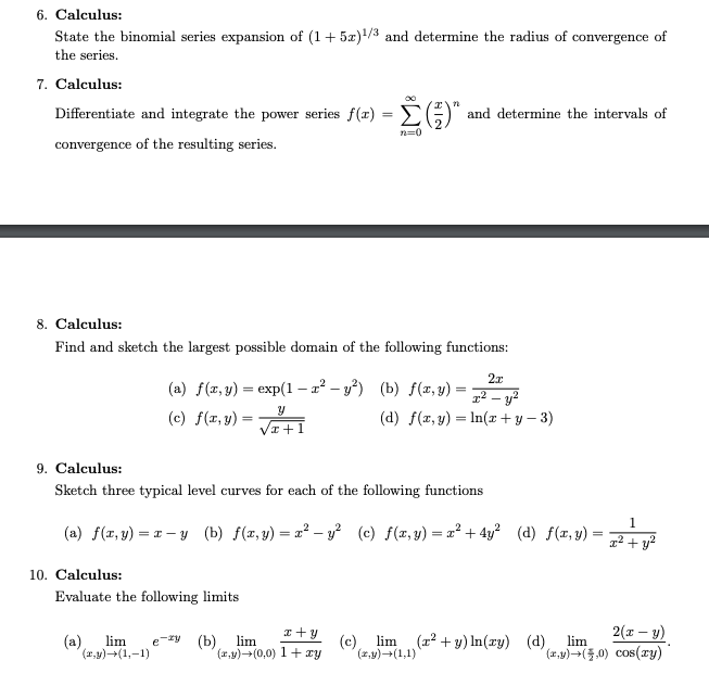 Solved 6. Calculus: State the binomial series expansion of | Chegg.com