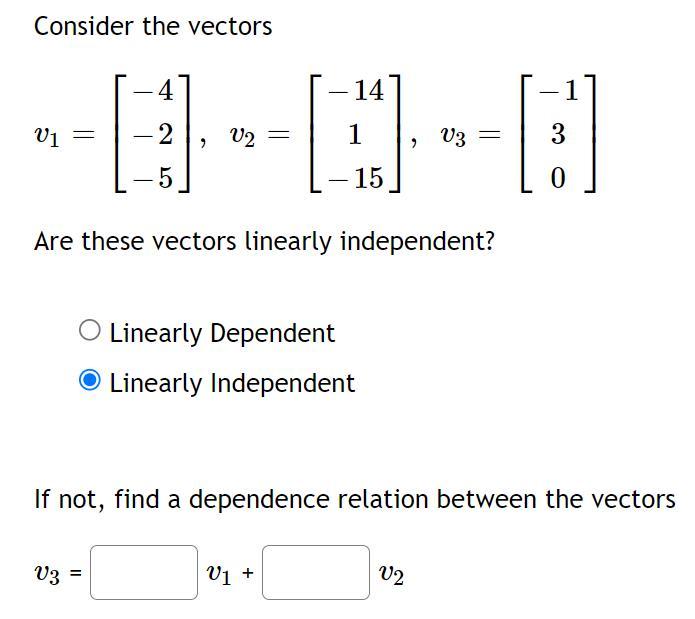 Solved Consider The Vectors | Chegg.com