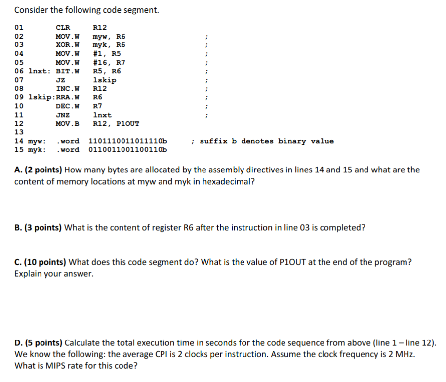 Solved Consider the following code segment. b b denotes | Chegg.com