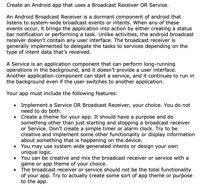 Solved Create an Android app that uses a Broadcast Receiver | Chegg.com