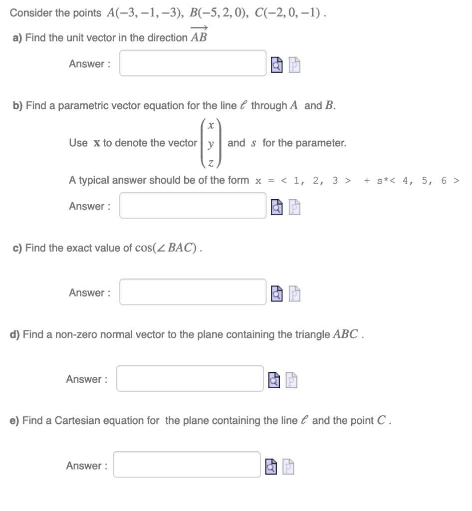 Solved Consider The Points A(-3,-1, -3), B(-5,2,0), C(-2,0, | Chegg.com