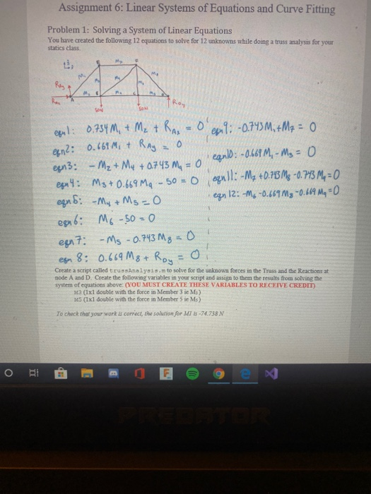 Solved Assignment 6: Linear Systems of Equations and Curve | Chegg.com