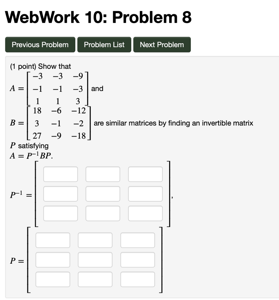 Webwork 10 Problem 8 Previous Problem Problem Lis Chegg Com
