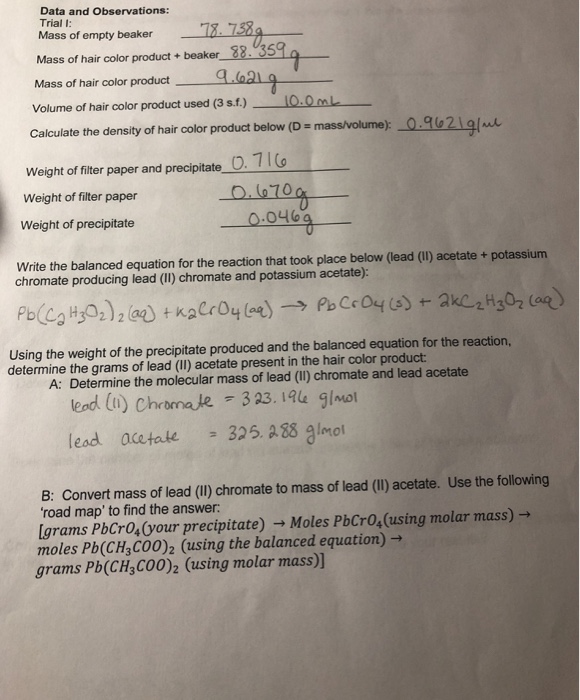 Data and Observations: Trial I: Mass of empty beaker | Chegg.com