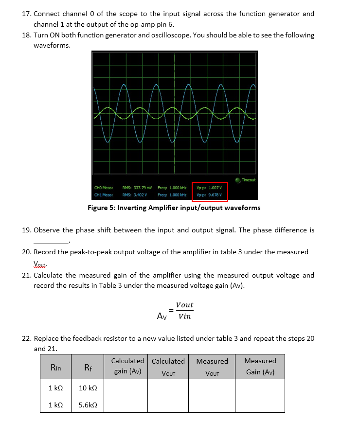 Solved Inverting Amplifier: 14. For the circuit shown in the | Chegg.com