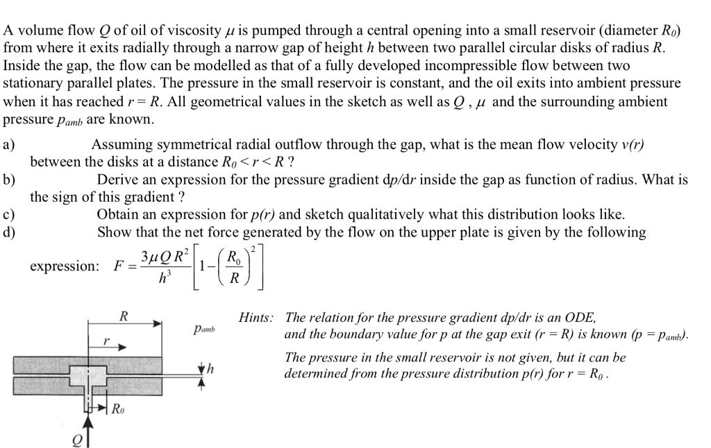 Solved A volume flow Q of oil of viscosity u is pumped | Chegg.com
