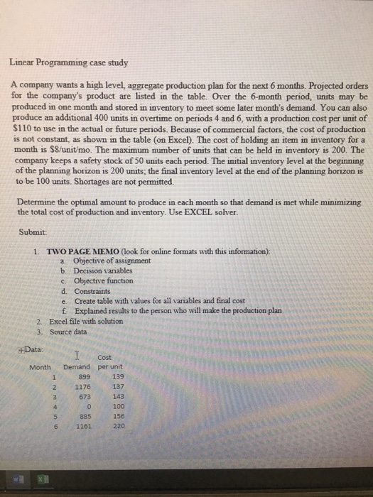 Solved Linear Programming case study A company wants a high | Chegg.com