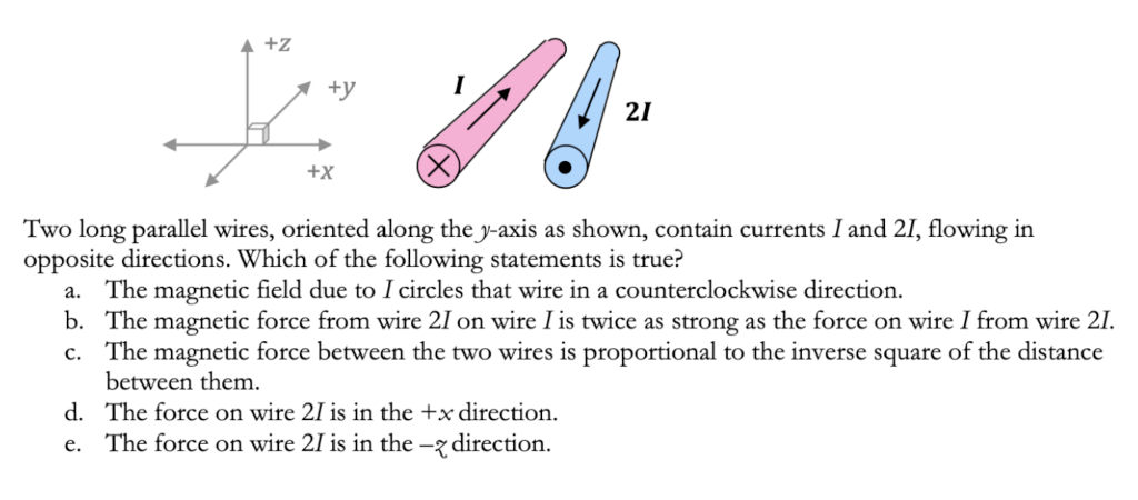 Solved A+Z +y 21 +x a. Two long parallel wires, oriented | Chegg.com