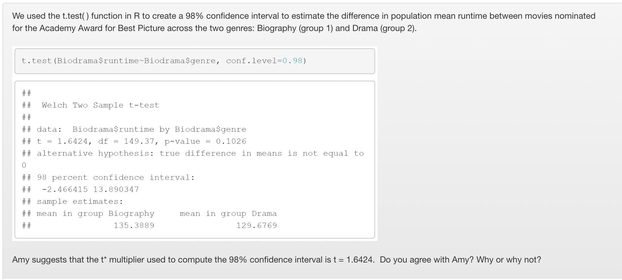 T Test Function In R