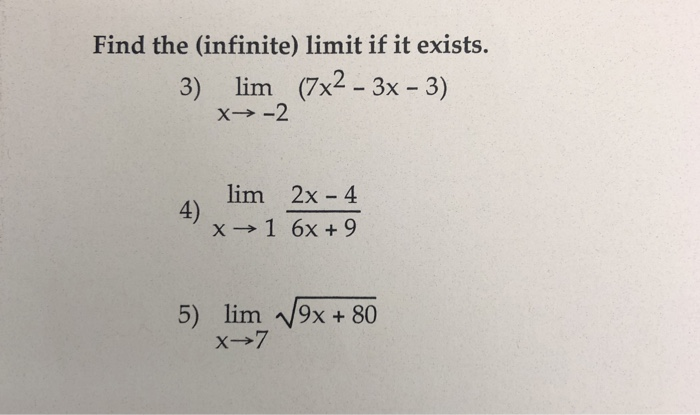 Infinite Limit Practice Problems