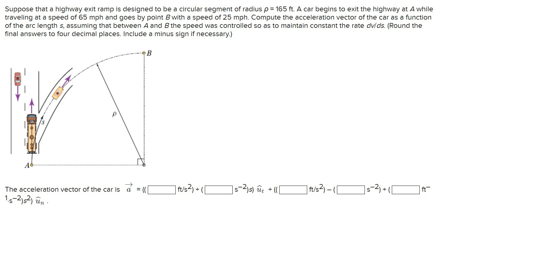 Solved Suppose that a highway exit ramp is ﻿designed to be | Chegg.com