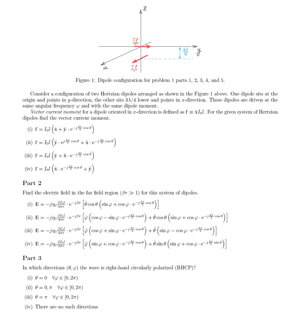 Solved Figure 1: Dipole configuration for problem 1 parts | Chegg.com