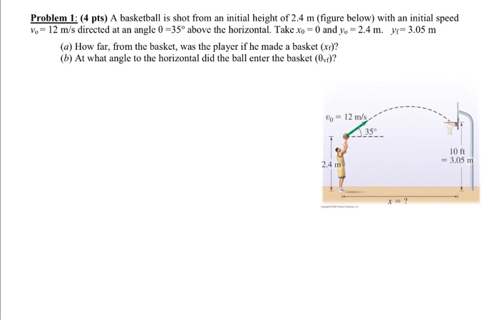 Solved Problem 1: (4 Pts) A Basketball Is Shot From An | Chegg.com