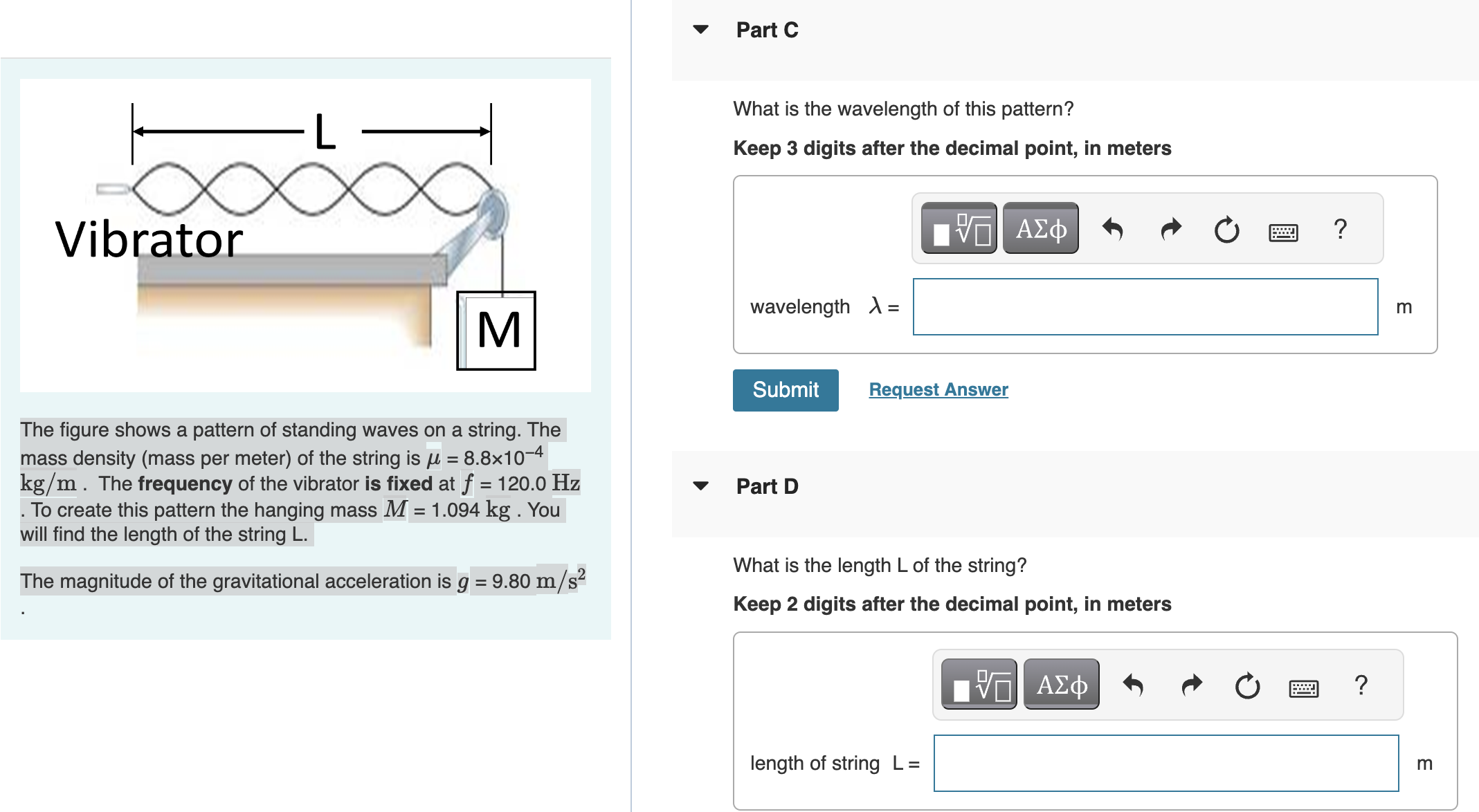 Solved The figure shows a pattern of standing waves on a | Chegg.com