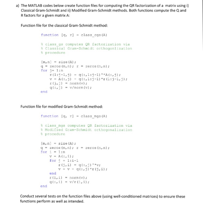 A The Matlab Codes Below Create Function Files Fo Chegg Com