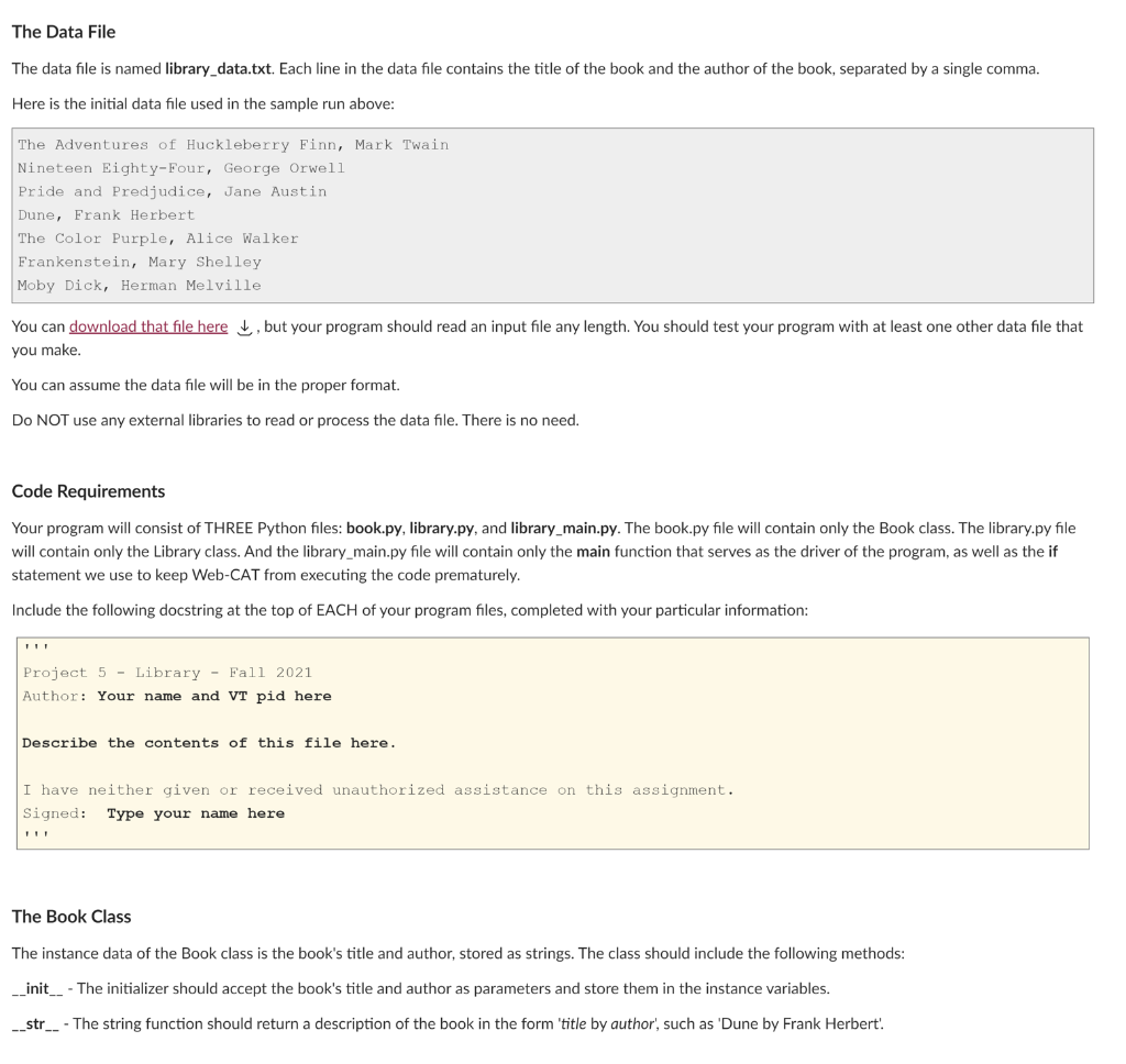 Solved Program Behavior This program will read data | Chegg.com